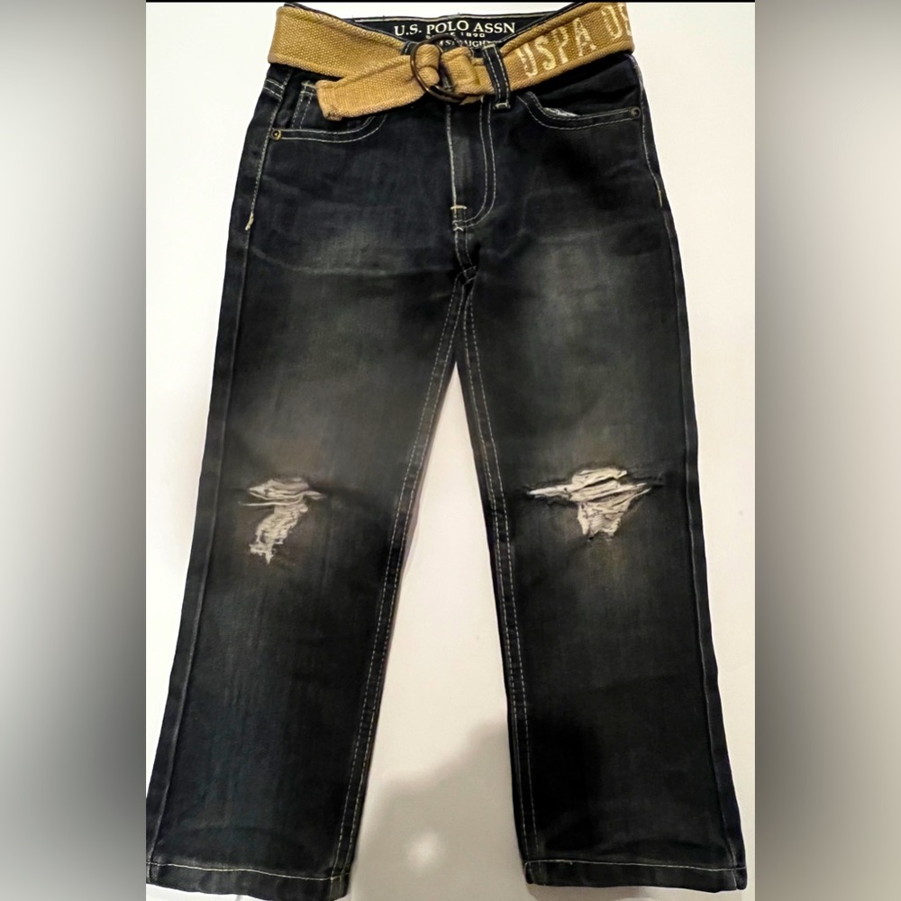 Us Polo Assoc Kids Boys Jeans with Tan Belt